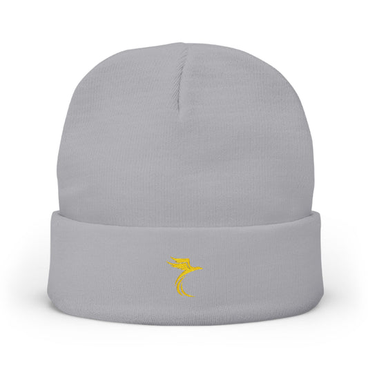 Embroidered Gold Seahorse Knit Beanie