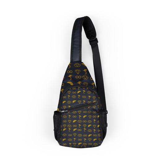 Gold Leaf Pattern Chest Bag — Stylish Sling Pack for Travel & Everyday