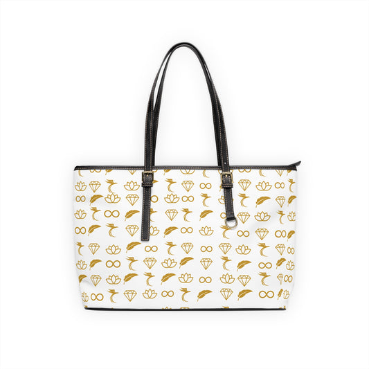 Gold Symbol Pattern PU Leather Shoulder Bag — Bridal & Everyday Tote